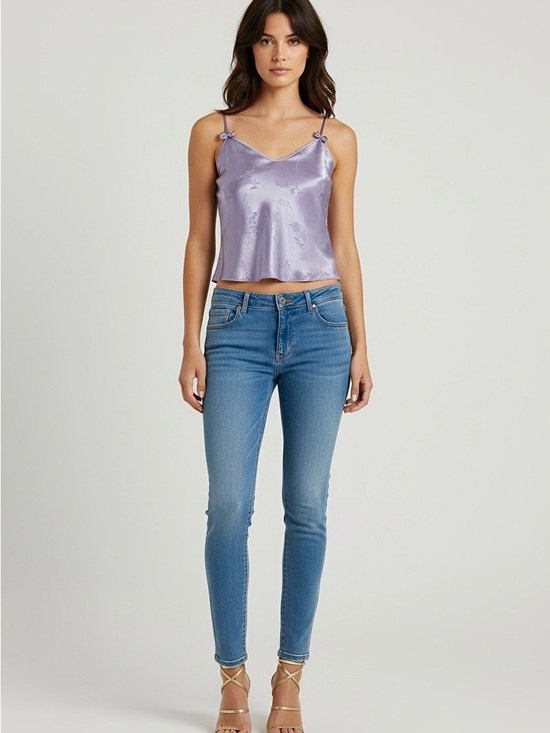 Sweet Nothings Other - 90s Lavender Satin Cami Floral Jacquard Slip Top | XS S